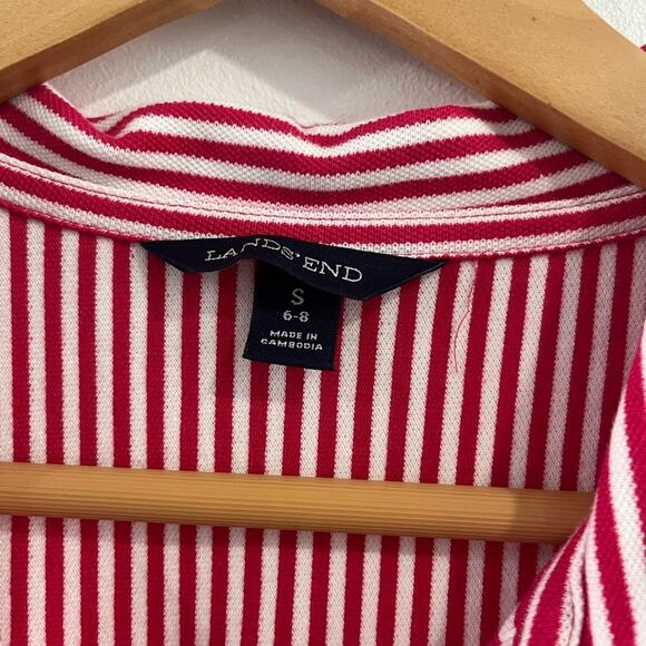 Lands End Striped Pink Collared Dress Small - Picture 6 of 9